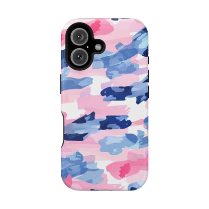 MagSafe Case: Dynamic Pink & Navy Brushstroke Art