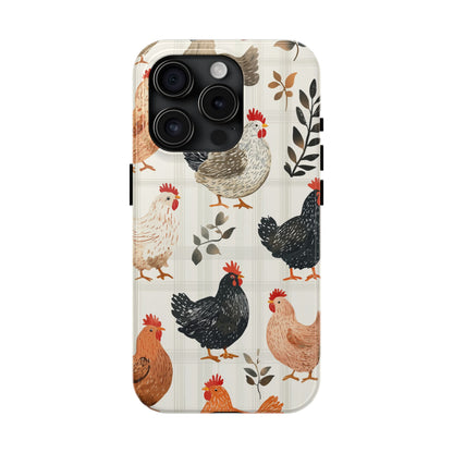 iPhone Case: Vintage Chicken & Leaves – Farmhouse Style Case