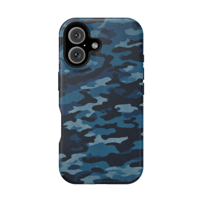 Dark Blue Camouflage – MagSafe iPhone Case with Modern Rugged Style