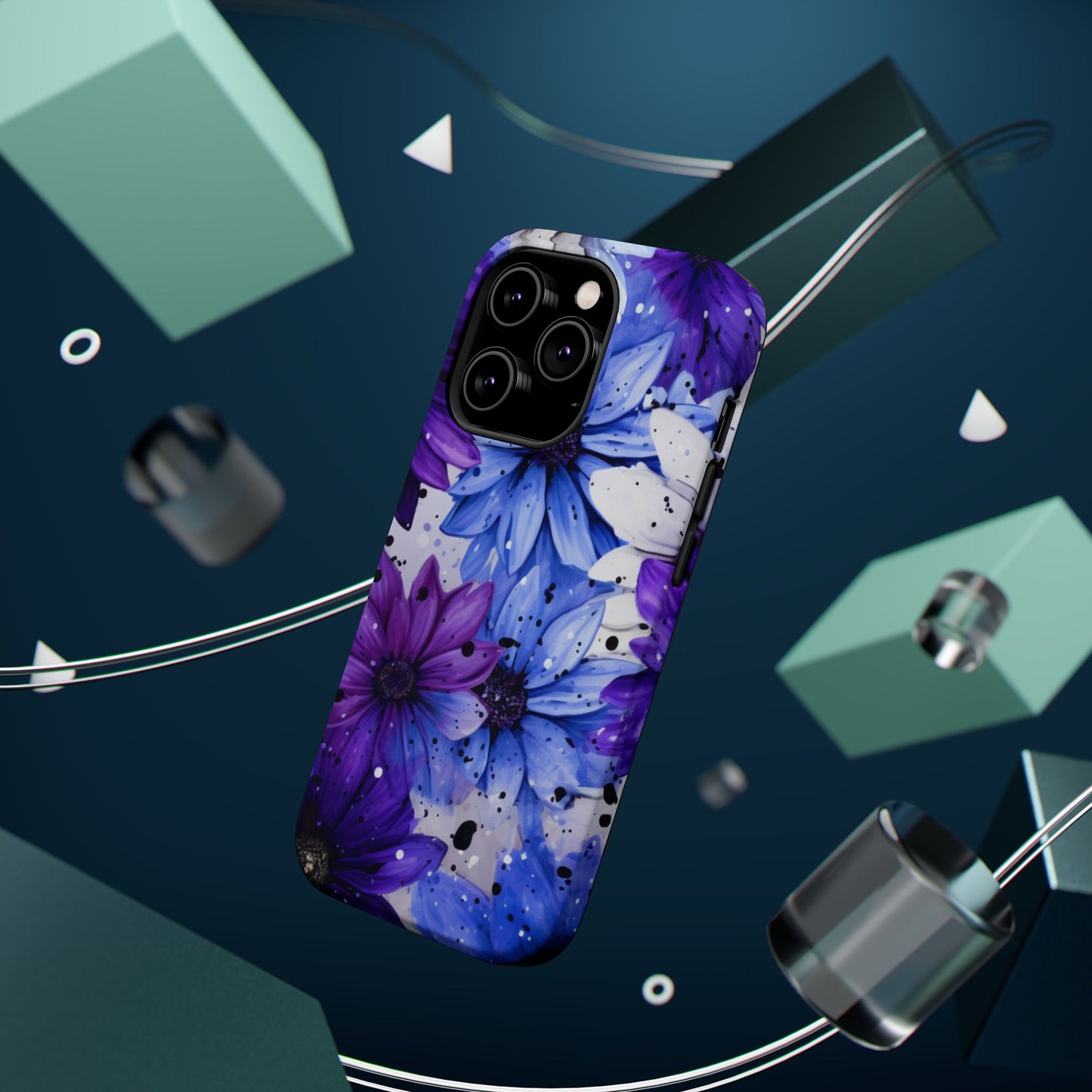 Vibrant Purple & Blue Floral Splash - MagSafe iPhone Series Case