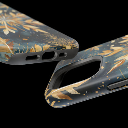 Gold Floral Snowflakes on Midnight Blue - MagSafe iPhone Series Case