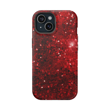 Crimson Glow Glitter MagSafe Case