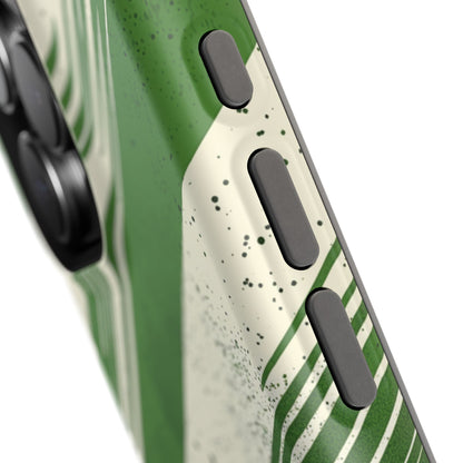 Green Stripes MagSafe iPhone Case – Bold Diagonal Brushstroke Design