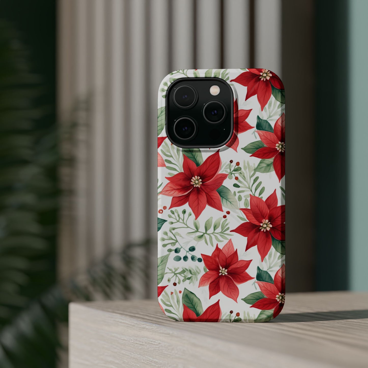 Festive Poinsettia Holiday Pattern – MagSafe iPhone Series Case