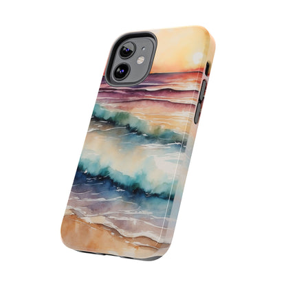 Sunset Waves iPhone Case – Vibrant Watercolor Design