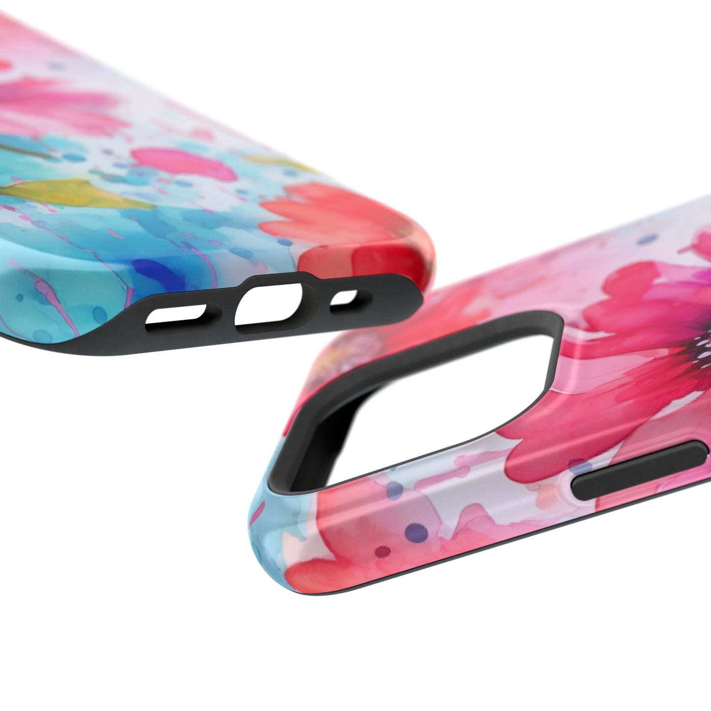 Vibrant Watercolor Red & Pink Floral - MagSafe iPhone Case