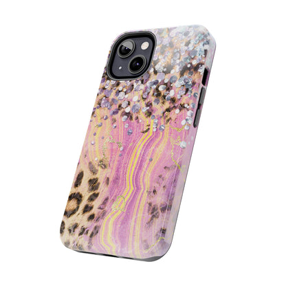 Crystal Glam Leopard - iPhone Series Case with Glitter and Gem Accents