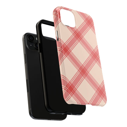 Soft Peachy Red Plaid iPhone Case