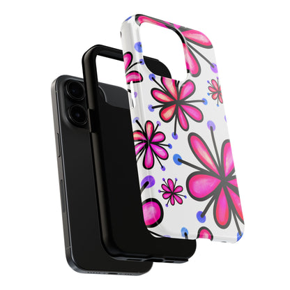 Pink Retro Bloom iPhone Case – Ultra-Slim Design, Glossy Finish