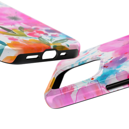 Color Splash Pink & Orange Watercolor Floral - iPhone Case