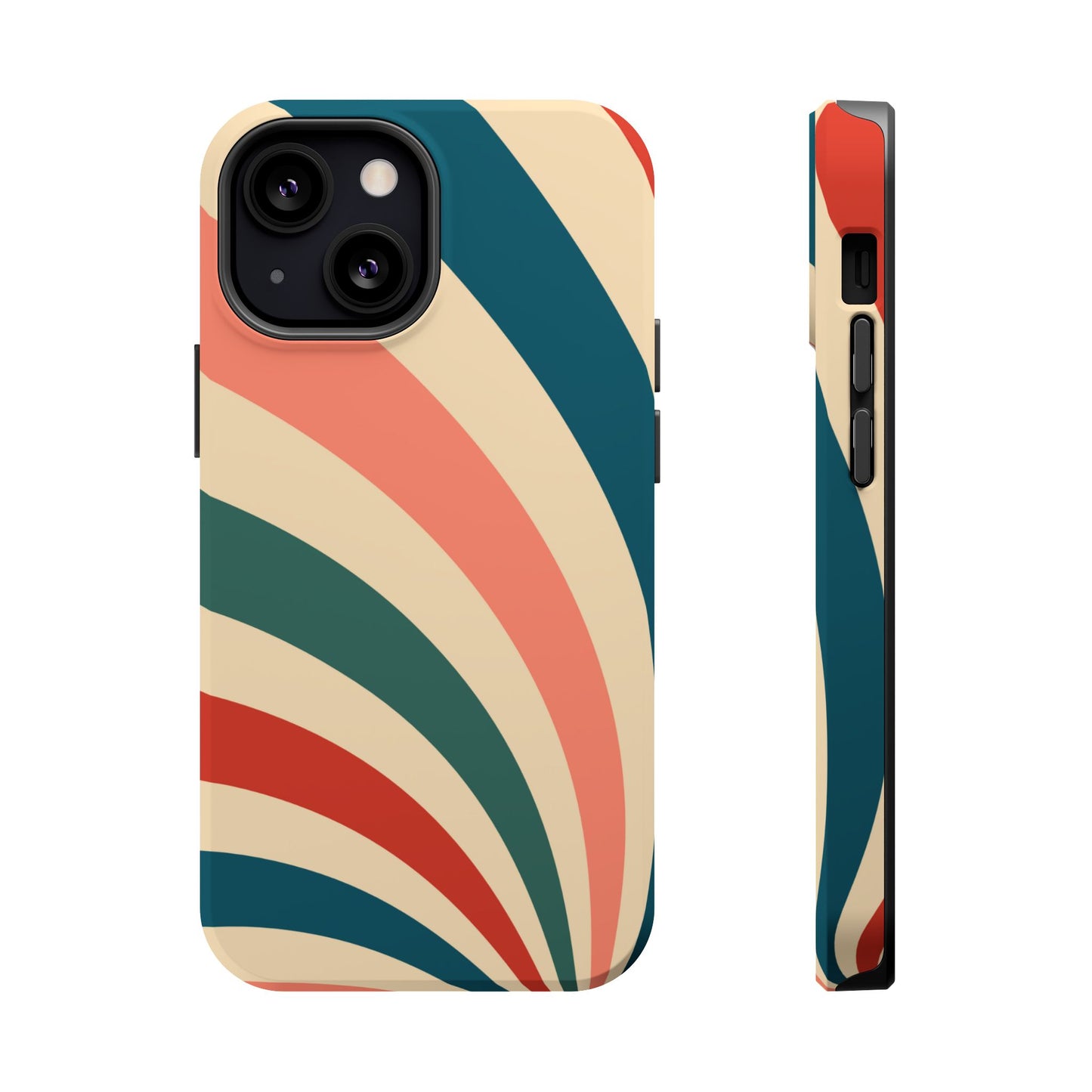 Retro Sunburst Swirl MagSafe iPhone Case – Dual-Layer Protection with Bold 70s Vibes