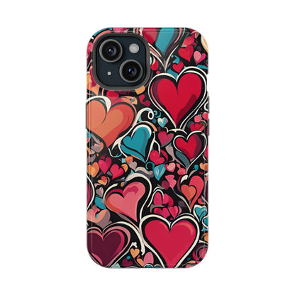 Vibrant Multicolor Heart Art – MagSafe-Compatible iPhone Case