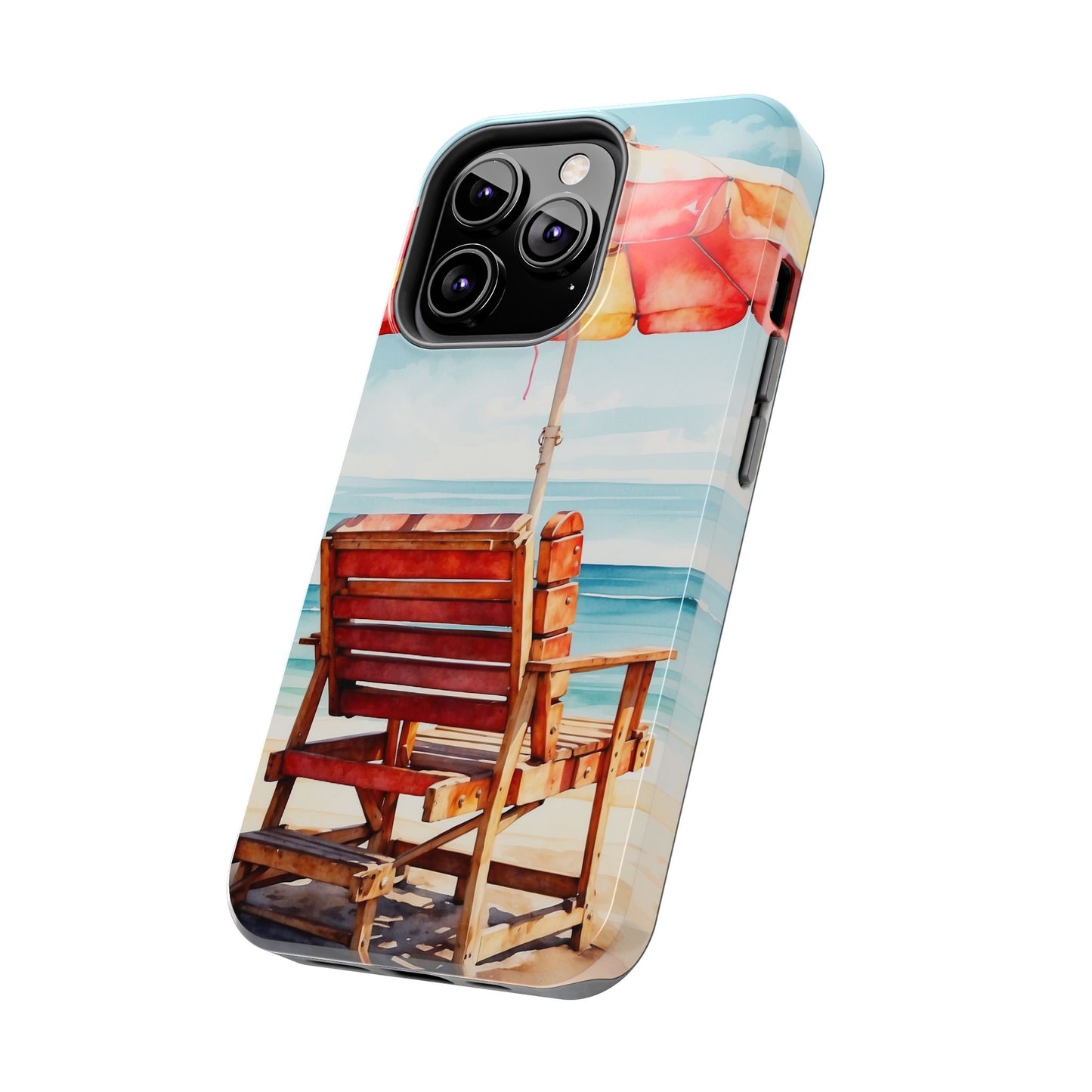 Beachfront Sunset Lounge iPhone Case – Vibrant Watercolor Design