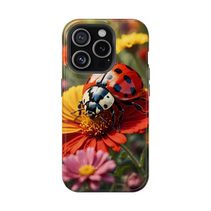 Ladybug on Orange Daisy - MagSafe iPhone Case