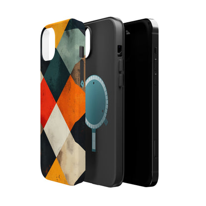 Geometric Retro MagSafe iPhone Case - Colorful Checkered Protective Cover