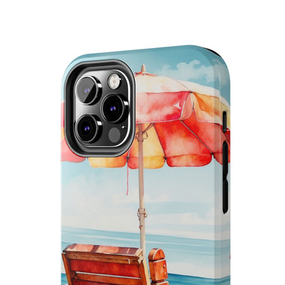 Beachfront Sunset Lounge iPhone Case – Vibrant Watercolor Design