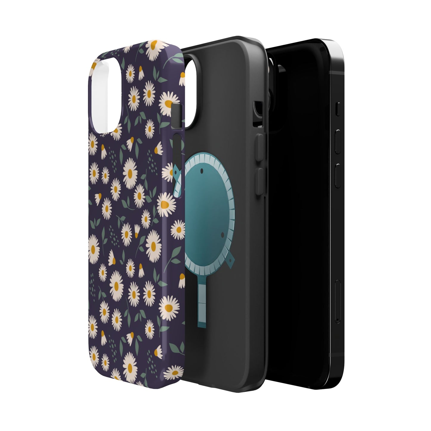 Midnight Daisy MagSafe iPhone Case – Dark Navy Floral Design, Slim and Protective