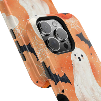 Spooky Cute Ghost MagSafe iPhone Case – Halloween Ghosts, Pumpkins, Bats & Cobwebs Design