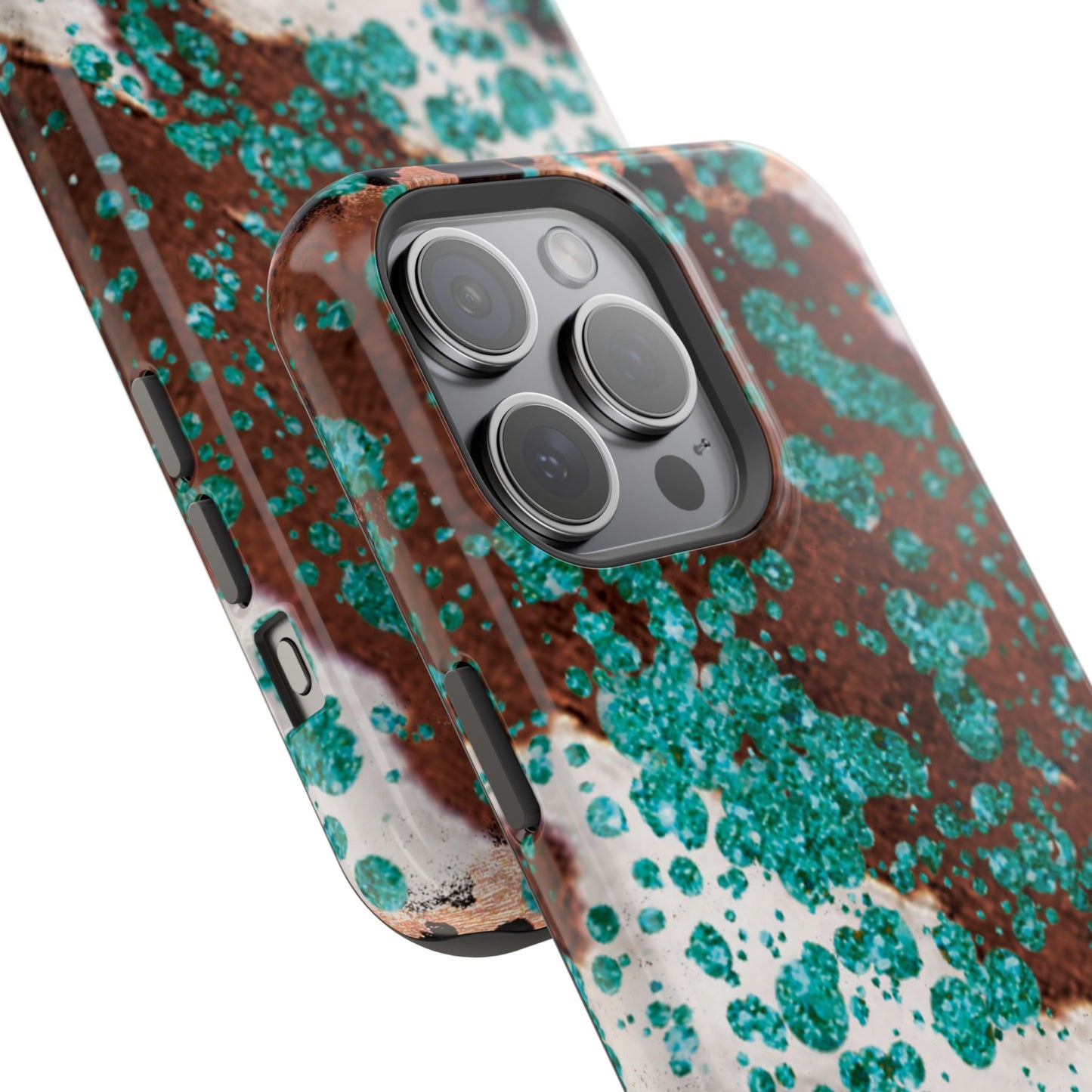 Teal Glitter Cowhide - MagSafe iPhone Series Case