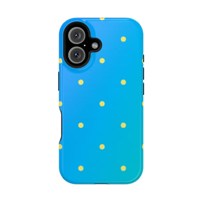 Blue Ocean Gradient Polka Dots MagSafe iPhone Case – Shockproof, Smooth Matte Finish, Dual-Layer Design