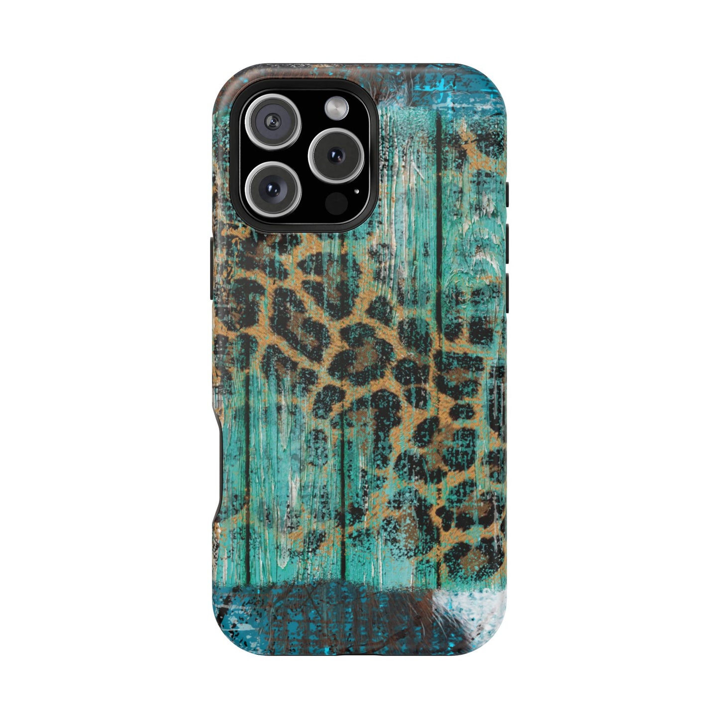 Turquoise Rustic Leopard Wood - MagSafe  iPhone Series Case