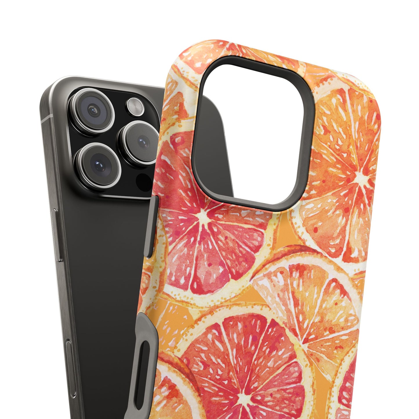 Watercolor Citrus Splash Tough MagSafe iPhone Case – Vibrant Fruit Print, Shock-Resistant Design