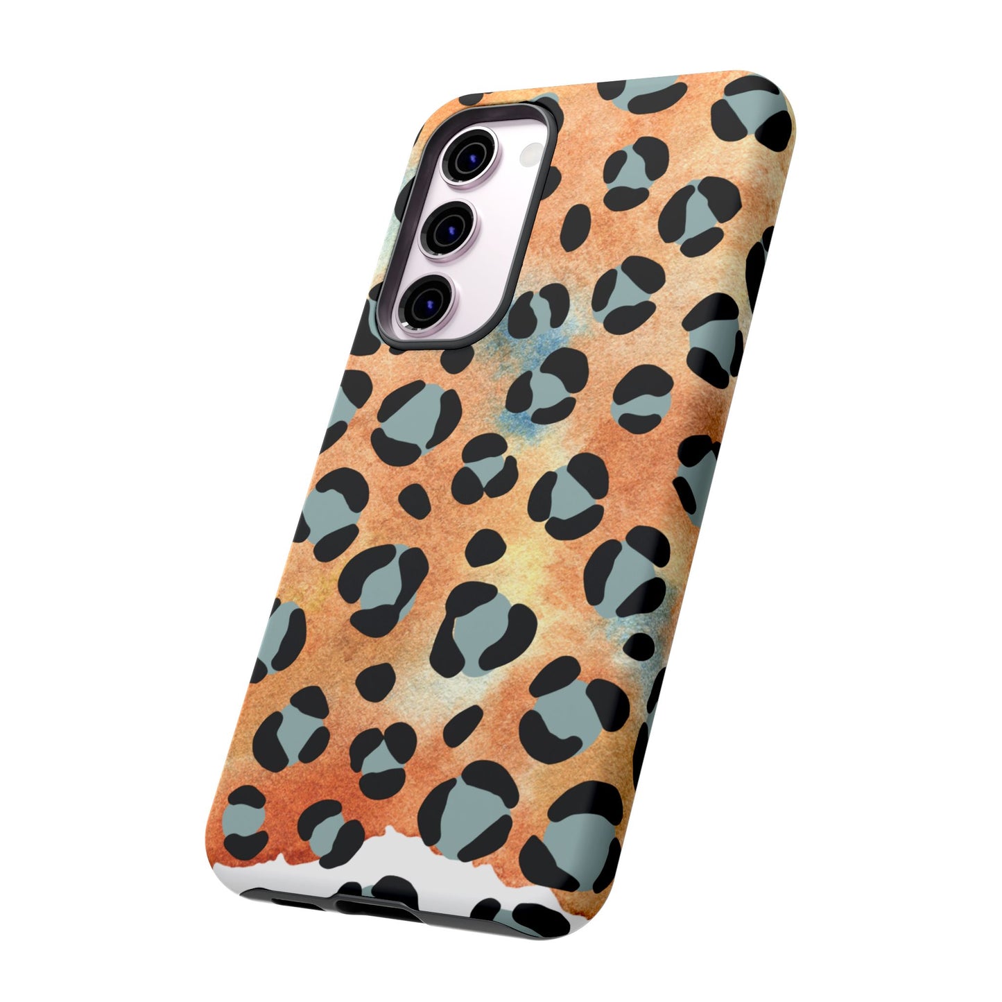 Sunset Watercolor Leopard Print Tough Samsung Galaxy Case – Artistic Animal Pattern with Dual-Layer Protection