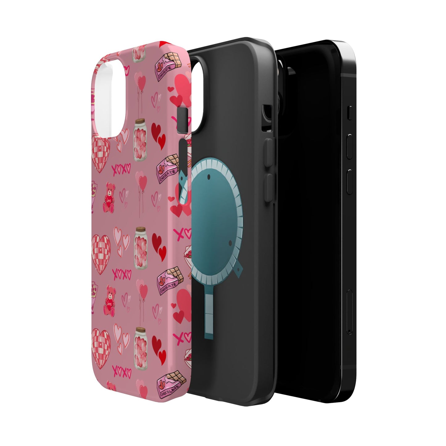 Pink Valentine Love Collage – MagSafe-Compatible iPhone Case