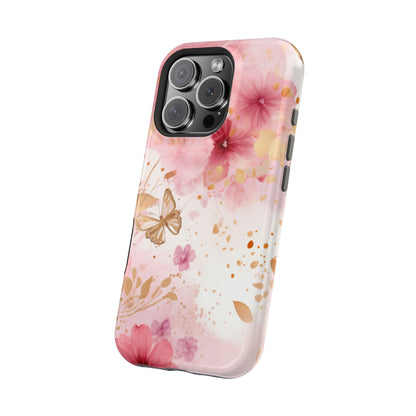 Blush Pink Floral Butterfly - MagSafe iPhone Case