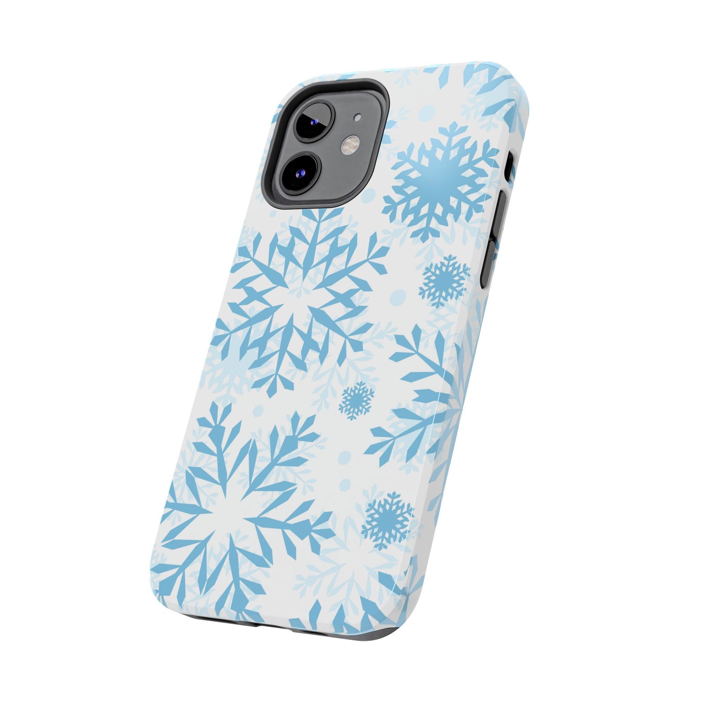 Frosty Blue Snowflakes iPhone Case – Shockproof, Smooth Matte Finish, Dual-Layer Design