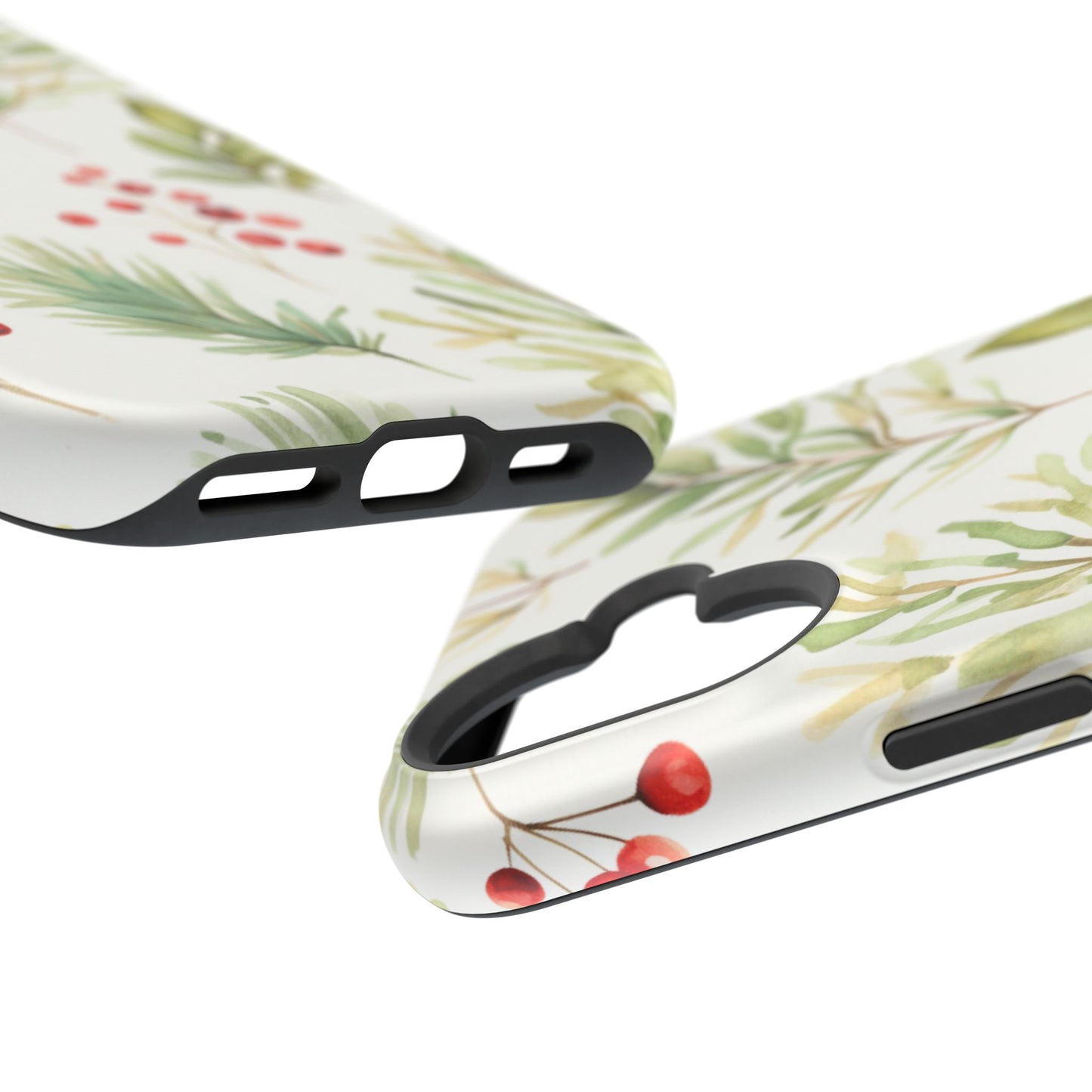 Winter Greenery & Berry Watercolor – MagSafe iPhone Series Case