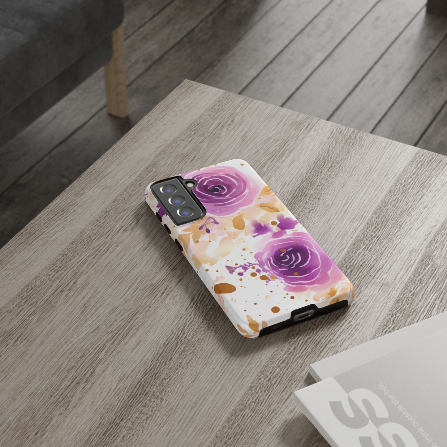 Soft Purple & Gold Floral Splash - Samsung Galaxy Series Case
