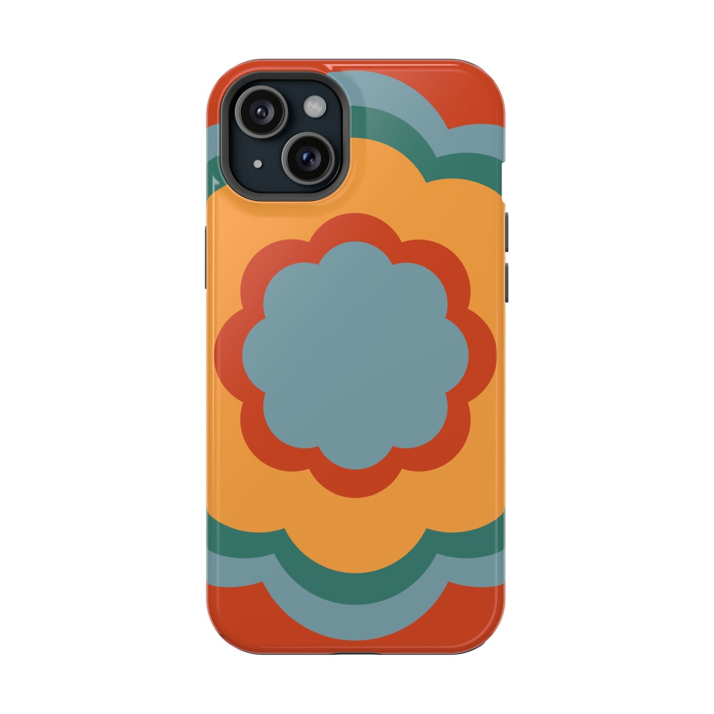 Retro Flower Power MagSafe iPhone Case – Bold 70s-Inspired Design with Dual-Layer Protection