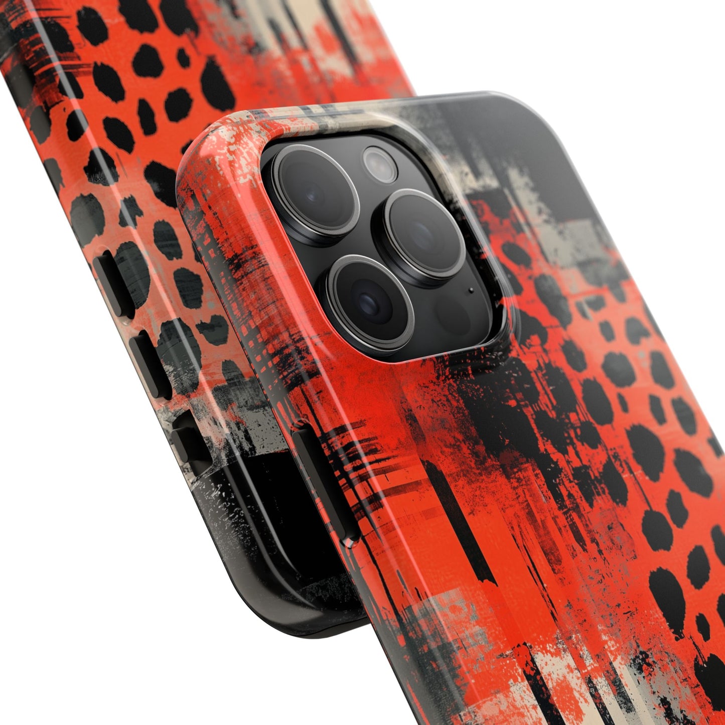 Cheetah Plaid iPhone Case – Red & Black Pattern