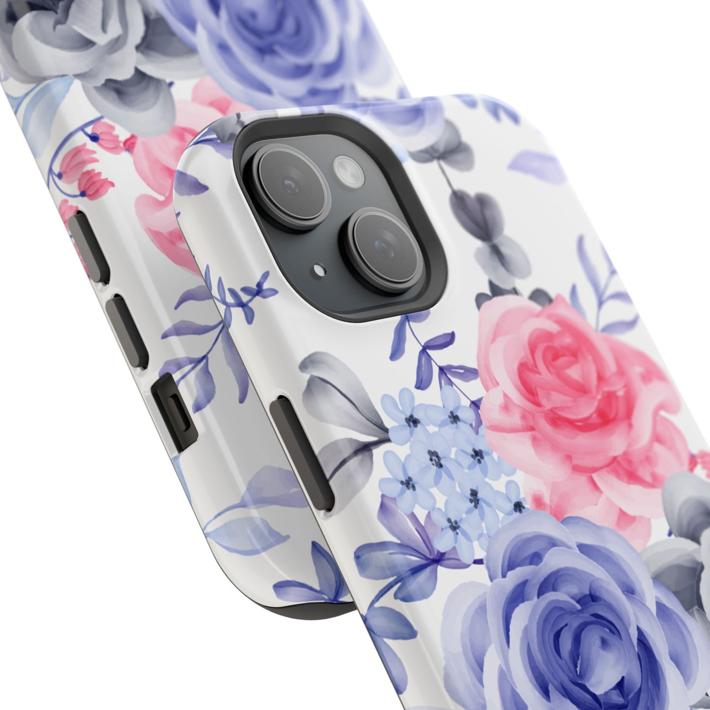 Elegant Blue Floral Watercolor Design – MagSafe iPhone Case