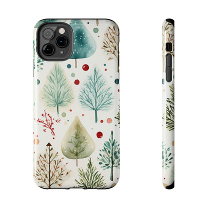 Watercolor Winter Trees iPhone Case – Nature-Inspired, Holiday Theme Protective Cover