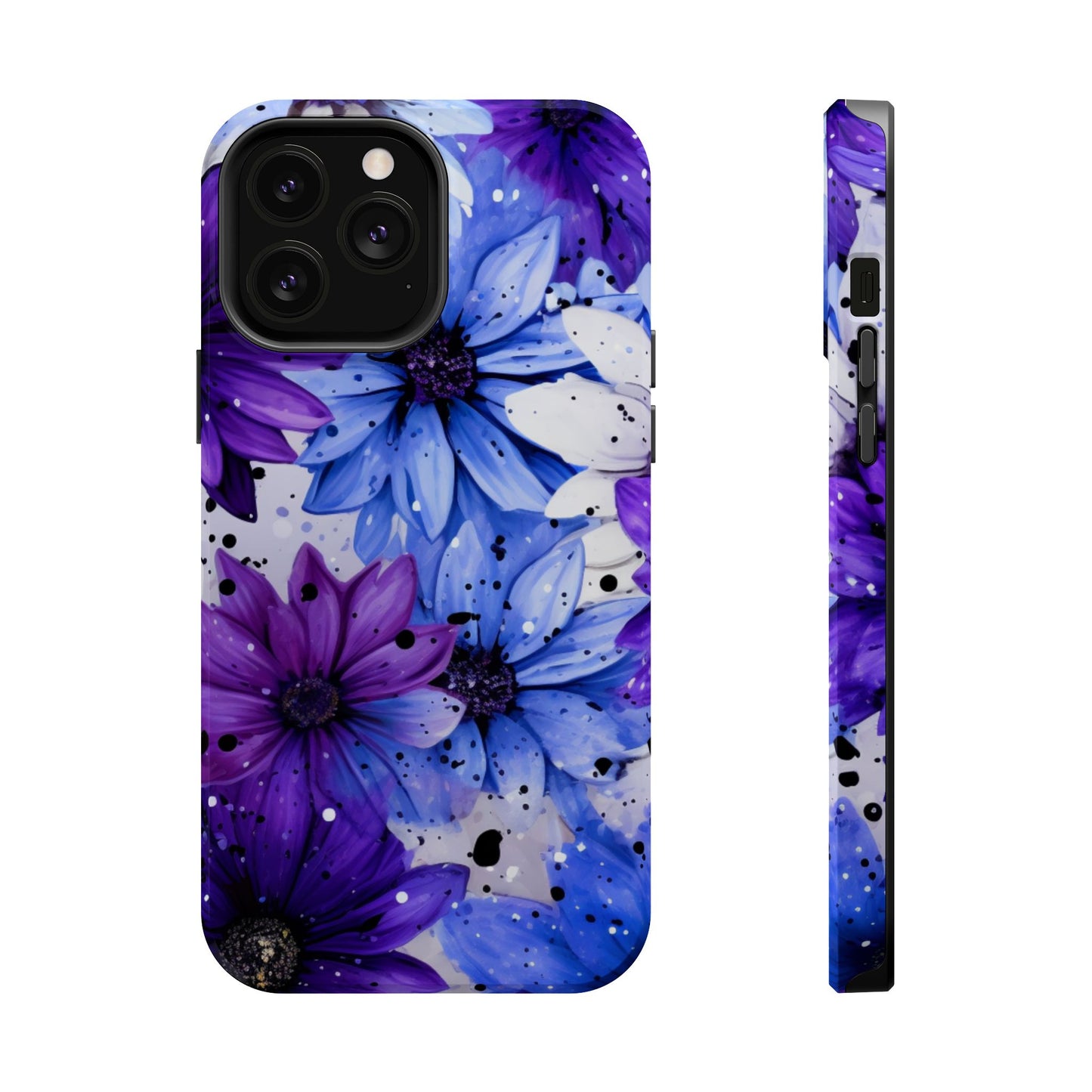 Vibrant Purple & Blue Floral Splash - MagSafe iPhone Series Case