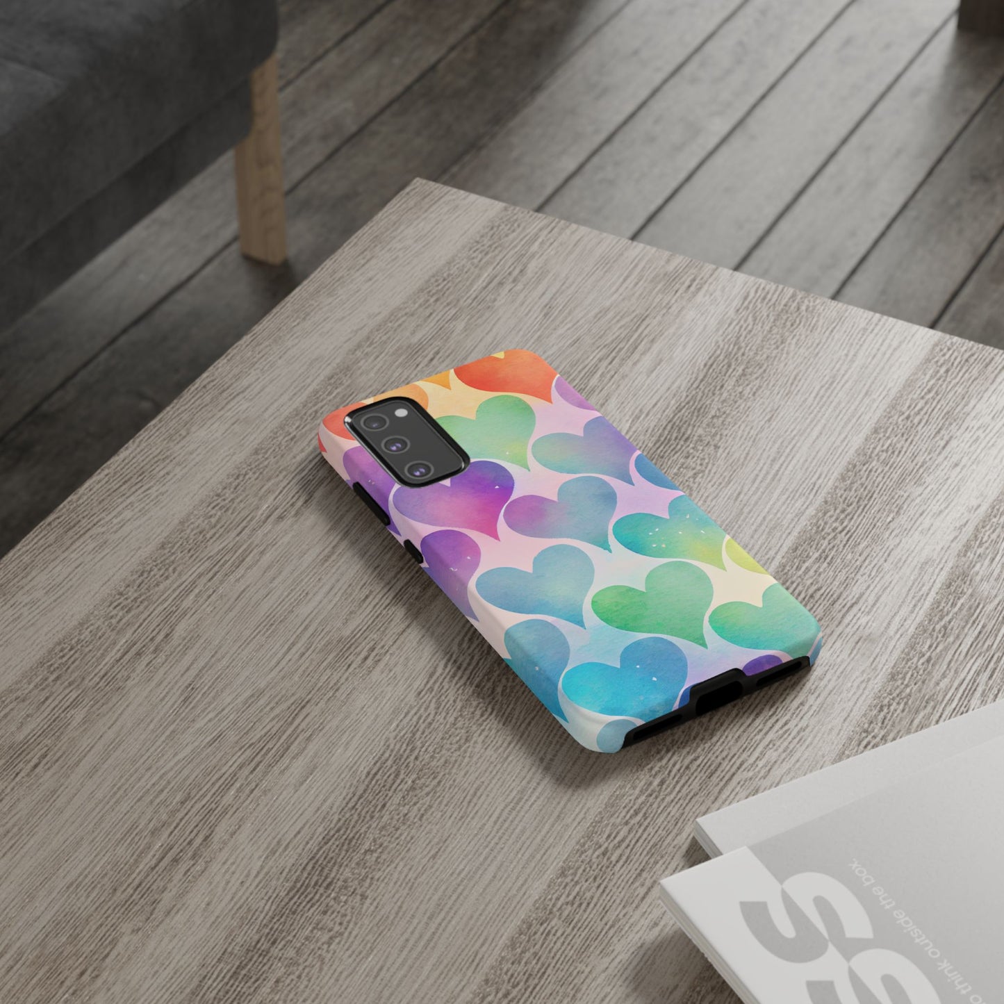 Rainbow Hearts Watercolor Samsung Galaxy Case – Slim Design, Glossy Finish
