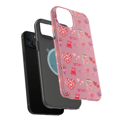 Pink Valentine Love Collage – MagSafe-Compatible iPhone Case