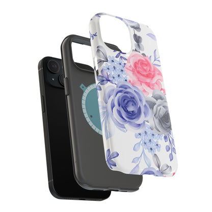 Elegant Blue Floral Watercolor Design – MagSafe iPhone Case