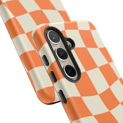 Wavy Retro Checkerboard Samsung Galaxy Case – Shockproof, Matte Finish, Dual-Layer Protection