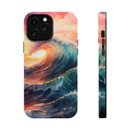 Ocean Sunrise Wave MagSafe iPhone Case – Vibrant Watercolor Wave Design