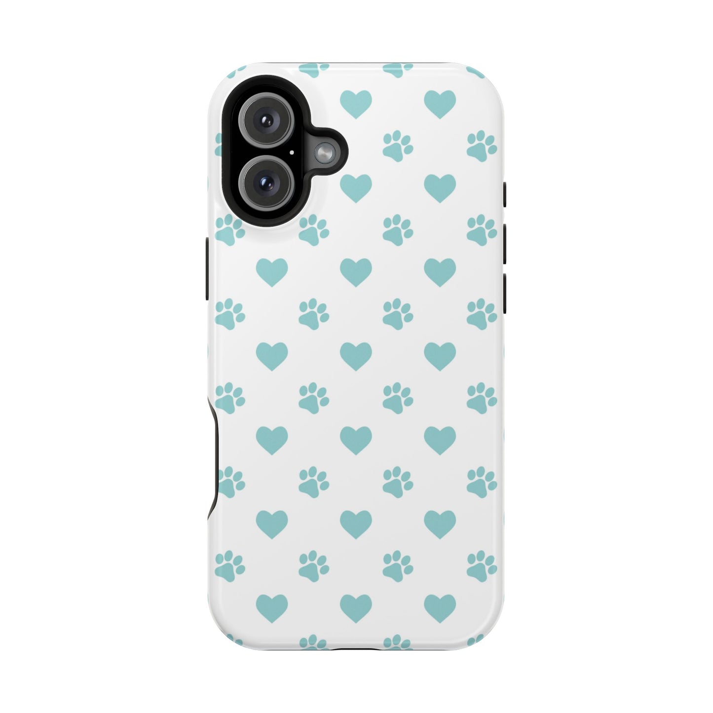 Mint Green Paw Print & Heart MagSafe Case – Pet Lover’s Magnetic Style