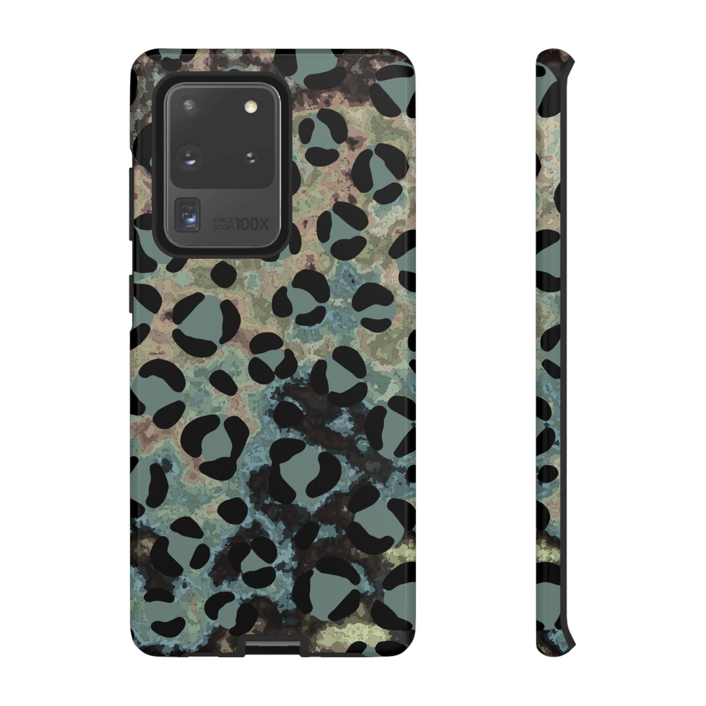 Moody Watercolor Leopard Print Tough Samsung Galaxy Case – Earthy Abstract Pattern with Dual-Layer Protection