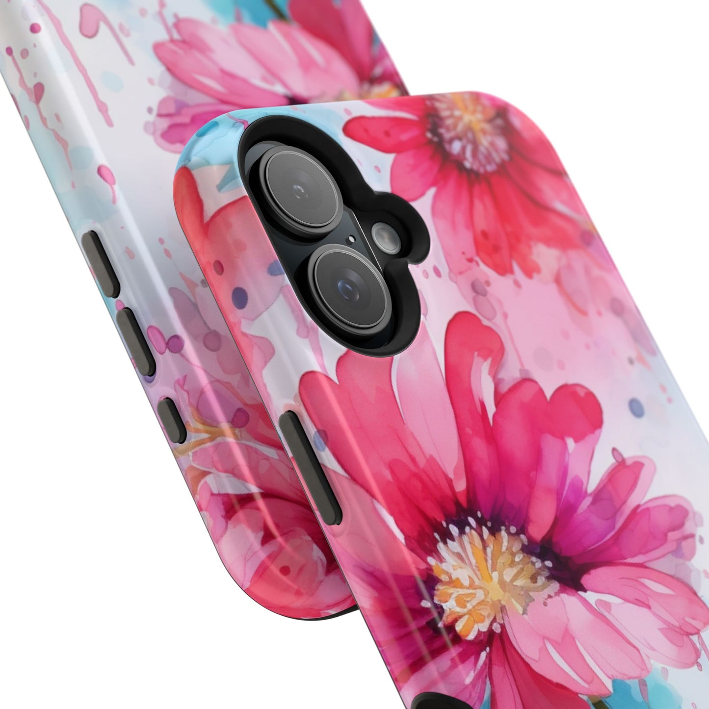 Vibrant Watercolor Red & Pink Floral - MagSafe iPhone Case