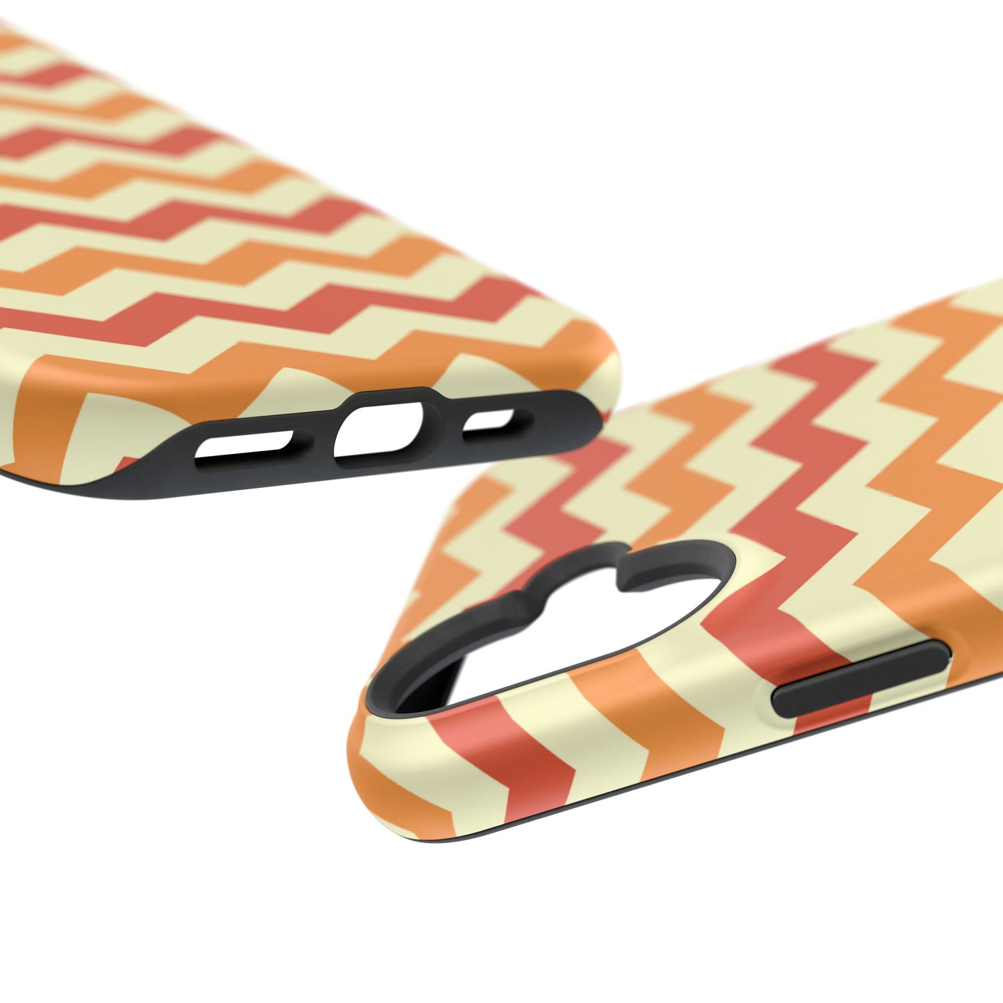 Warm Sunset Chevron – Orange, Red & Cream Geometric MagSafe iPhone Case