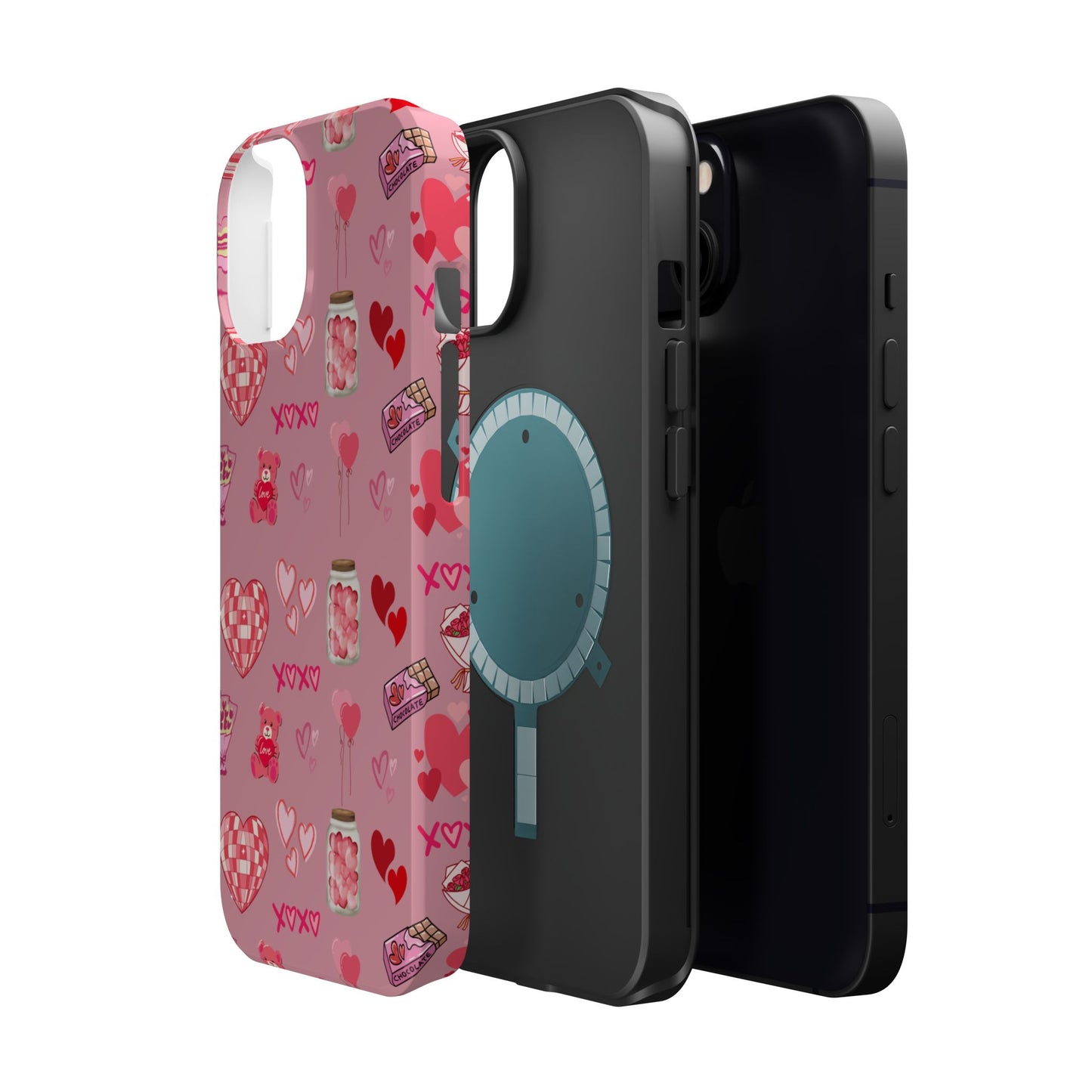 Pink Valentine Love Collage – MagSafe-Compatible iPhone Case