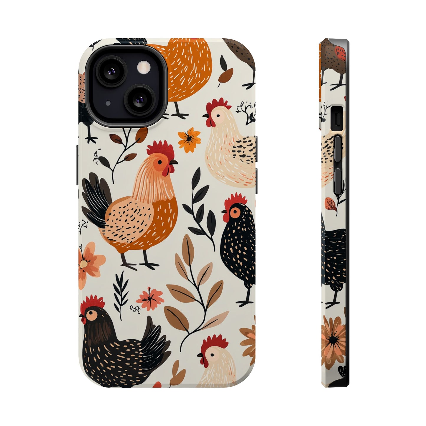 MagSafe iPhone Case: Cluckin' Vintage – Chickens & Leaves