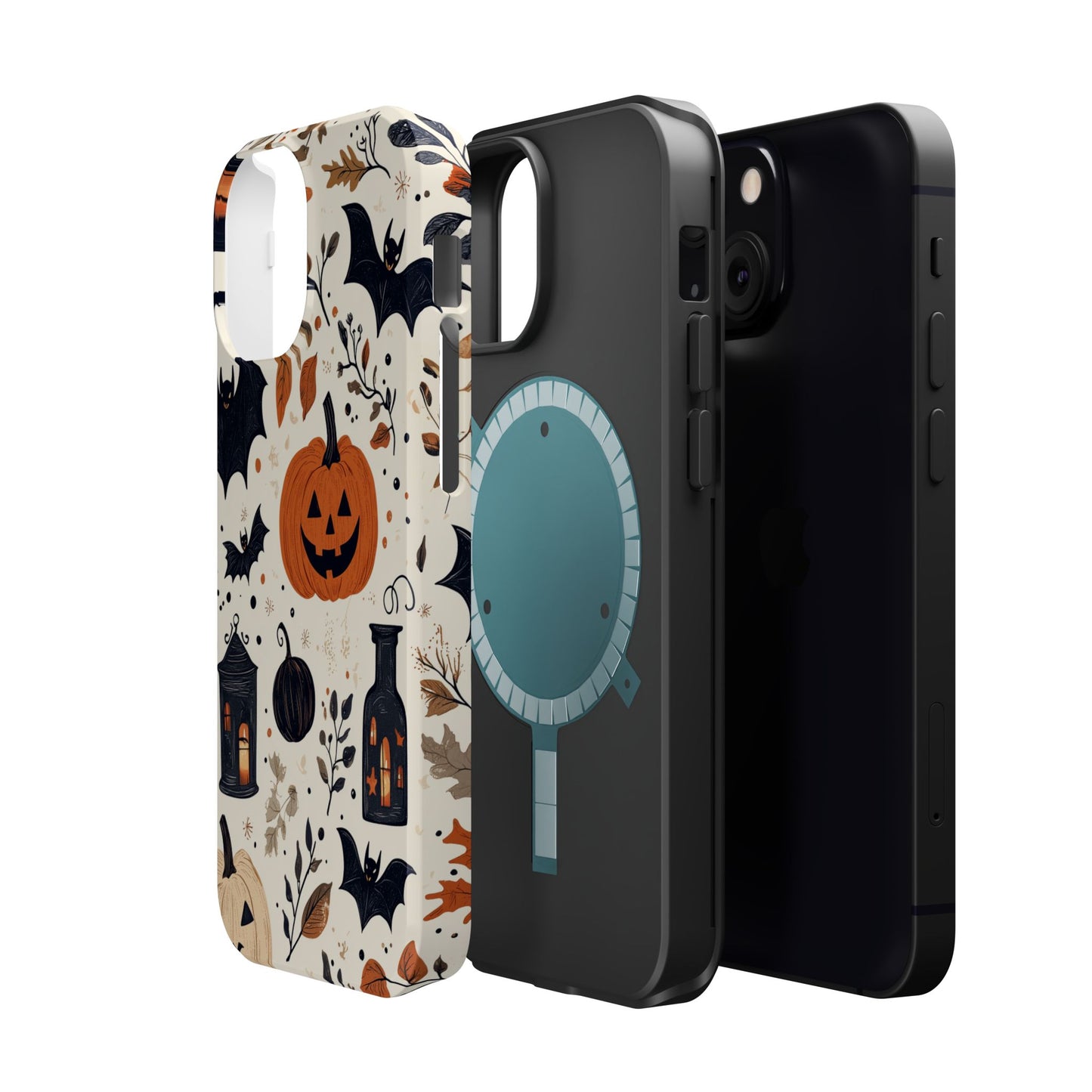 Charming Halloween MagSafe iPhone Case – Pumpkin, Bats, and Spooky Lantern Design