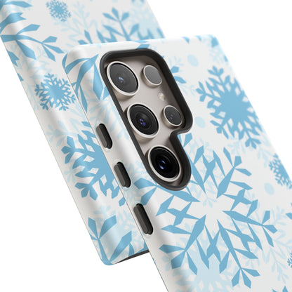 Frosty Blue Snowflakes Samsung Galaxy Case – Shockproof, Smooth Matte Finish, Dual-Layer Design